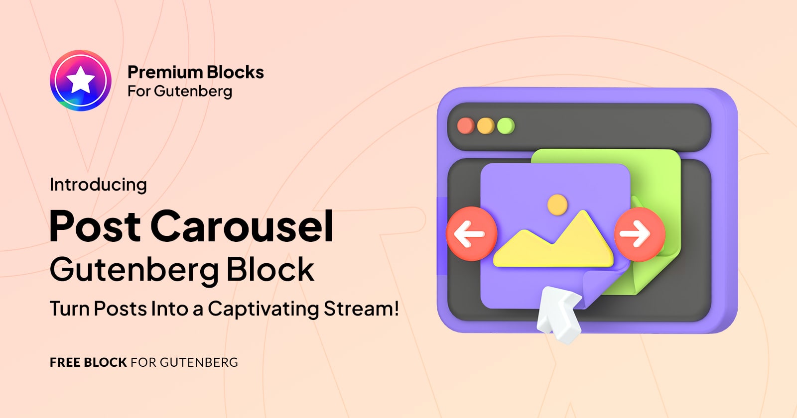 Post carousel Gutenberg block - focuses on core functionality.